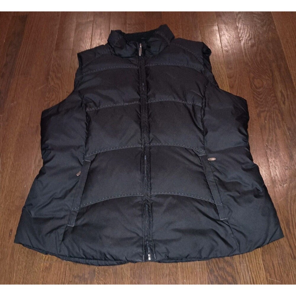 Vintage Eddie Bauer Puffer Vest Mens Large Goose Down Insulated Full Zip Black